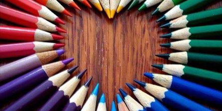 Farveblyanter i hjerteform